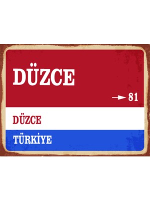 BiveSa Düzce Ili Retro Ahşap Sokak Tabelası