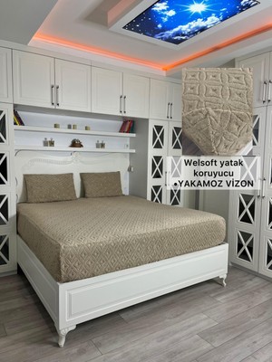 Yakamoz Model Welsoft Yumuşak Kış Aylarının Vazgeçilmez Yatak Koruyucu Örtüsü - Vizon - 160X200