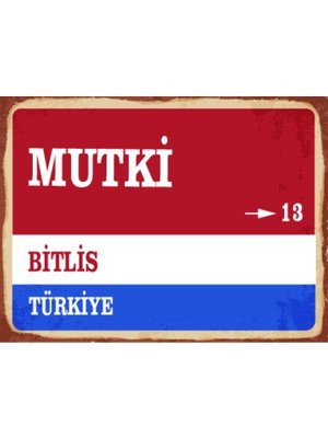 BiveSa Bitlis Ili Mutki Ilçesi  Retro Ahşap Sokak Tabelası