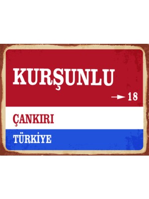 BiveSa Çankırı Ili Kurşunlu Ilçesi  Retro Ahşap Sokak Tabelası