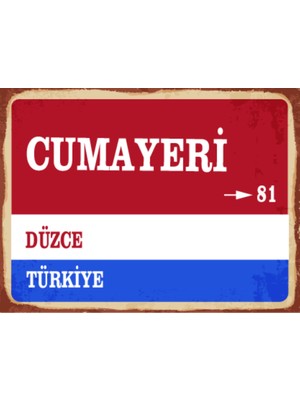BiveSa Düzce Ili Cumayeri Ilçesi  Retro Ahşap Sokak Tabelası