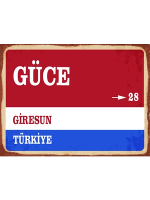 BiveSa Giresun Ili Güce Ilçesi  Retro Ahşap Sokak Tabelası