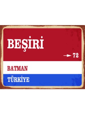 BiveSa Batman Ili Beşiri Ilçesi  Retro Ahşap Sokak Tabelası