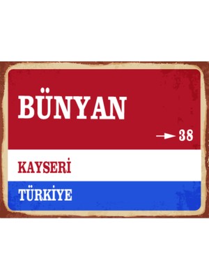 BiveSa Kayseri Ili Bünyan Ilçesi  Retro Ahşap Sokak Tabelası