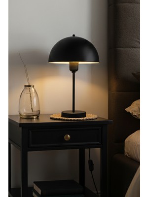 Roma Abajur Siyah Ayak - Siyah Kuka / Siyah Şapka