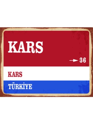 BiveSa Kars Ili Retro Ahşap Sokak Tabelası