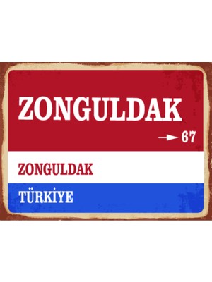 BiveSa Zonguldak Ili Retro Ahşap Sokak Tabelası