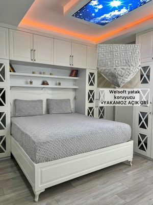 Yakamoz Model Welsoft Yumuşak Kış Aylarının Vazgeçilmez Yatak Koruyucu Örtüsü - Açık Gri - 190X200