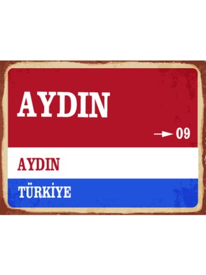 BiveSa Aydın Ili Retro Ahşap Sokak Tabelası