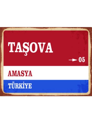 BiveSa Amasya Ili Taşova Ilçesi  Retro Ahşap Sokak Tabelası