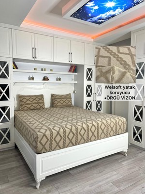 Örgü Model Welsoft Yumuşak Kış Aylarının Vazgeçilmez Yatak Koruyucu Örtüsü - Vizon - 140X200