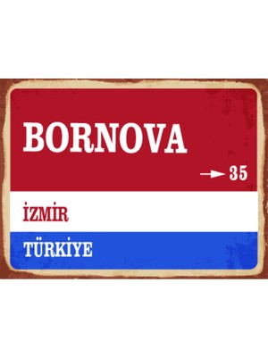 BiveSa Izmir Ili Bornova Ilçesi  Retro Ahşap Sokak Tabelası