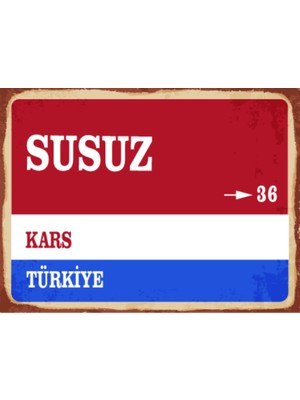BiveSa Kars Ili Susuz Ilçesi  Retro Ahşap Sokak Tabelası