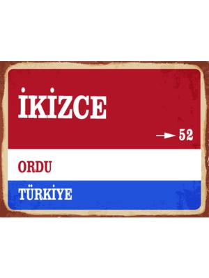 BiveSa Ordu Ili Ikizce Ilçesi  Retro Ahşap Sokak Tabelası
