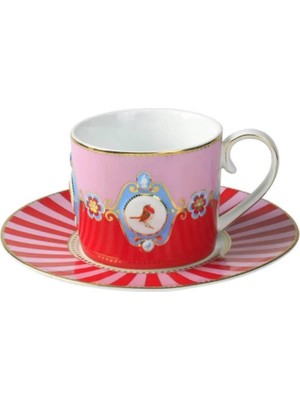 Pip Studio Kırmızı Pembe Porselen Çay Fincanı 200ml Love Birds Collection