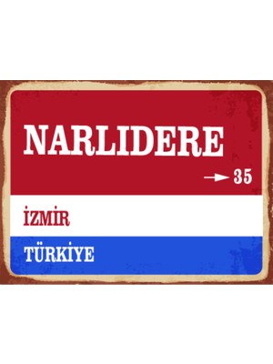 BiveSa Izmir Ili Narlıdere Ilçesi  Retro Ahşap Sokak Tabelası