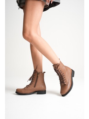 Analin Shoes Kadın Hakiki Deri Bağcıklı ve Fermuarlı Bot