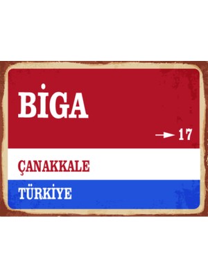 BiveSa Çanakkale Ili Biga Ilçesi  Retro Ahşap Sokak Tabelası