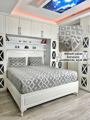 Karnaval Model Welsoft Yumuşak Kış Aylarının Vazgeçilmez Yatak Koruyucu Örtüsü - Açık Gri - 150X200