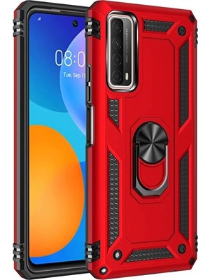 Etc Huawei P Smart 2021 Kılıf Sofya Yüzüklü Silikon Kapak - KIRMIZI-(5796) - MYG5795-5608