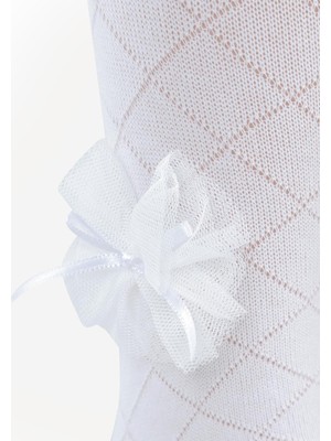 Civil Girls Petek Tüllü Aksesuar 3-7 Yaş Kız Külotlu Çorap - Beyaz 7-8 Yaş