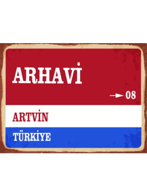 BiveSa Artvin Ili Arhavi Ilçesi  Retro Ahşap Sokak Tabelası