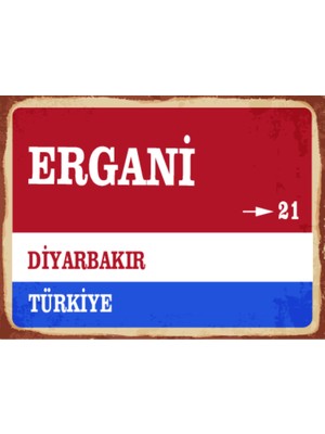 BiveSa Diyarbakır Ili Ergani Ilçesi  Retro Ahşap Sokak Tabelası