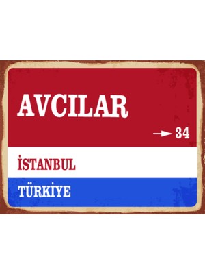 BiveSa Istanbul Ili Avcılar Ilçesi  Retro Ahşap Sokak Tabelası