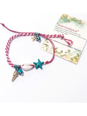 Funny Takı Deniz Kabuğu Deniz Yıldızı Nazar ve Dorika Boncuklu Marteniçka Bileklik