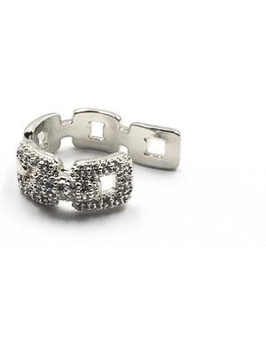 Sose Moda Zirkon Taşlı Zincir Model Earcuff – Gümüş Sıkıştırmalı Kıkırdak Küpe