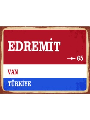 BiveSa Van Ili Edremit Ilçesi  Retro Ahşap Sokak Tabelası