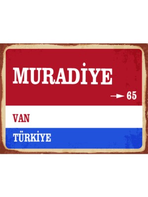 BiveSa Van Ili Muradiye Ilçesi  Retro Ahşap Sokak Tabelası