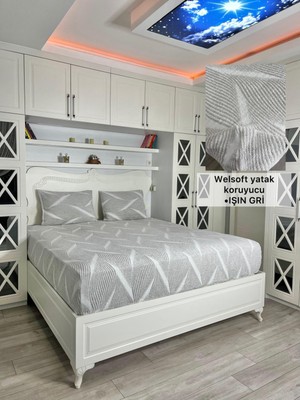 Işın Model Welsoft Yumuşak Kış Aylarının Vazgeçilmez Yatak Koruyucu Örtüsü - Açık Gri - 160X200