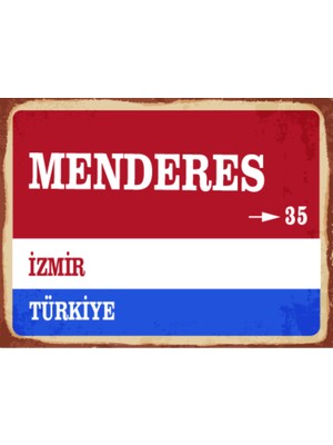 BiveSa Izmir Ili Menderes Ilçesi  Retro Ahşap Sokak Tabelası