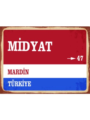 BiveSa Mardin Ili Midyat Ilçesi  Retro Ahşap Sokak Tabelası