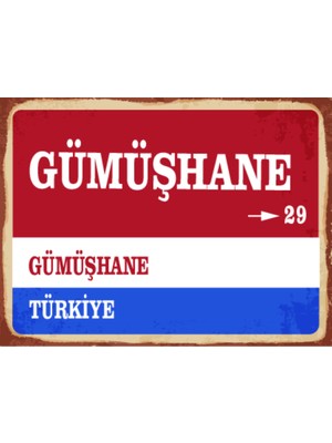 BiveSa Gümüşhane Ili Retro Ahşap Sokak Tabelası