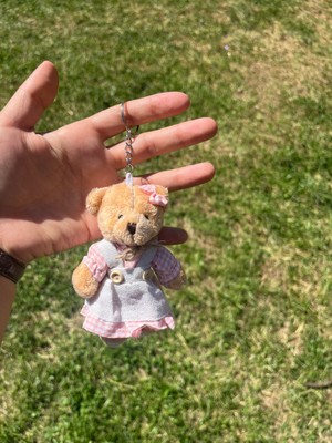 Sumicorn Sevimli Peluş Pembe Elbiseli Ayıcık Anahtarlık Çanta ve Cüzdan Aksesuarı Charm