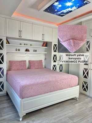 Yakamoz Model Welsoft Yumuşak Kış Aylarının Vazgeçilmez Yatak Koruyucu Örtüsü - Pudra - 180X200
