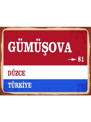 BiveSa Düzce Ili Gümüşova Ilçesi  Retro Ahşap Sokak Tabelası