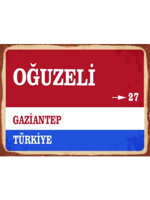 BiveSa Gaziantep Ili Oğuzeli Ilçesi  Retro Ahşap Sokak Tabelası