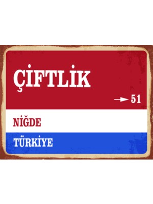 BiveSa Niğde Ili Çiftlik Ilçesi  Retro Ahşap Sokak Tabelası