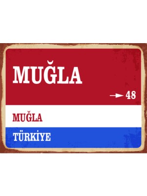 BiveSa Muğla Ili Retro Ahşap Sokak Tabelası