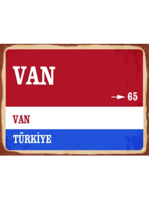 BiveSa Van Ili Retro Ahşap Sokak Tabelası