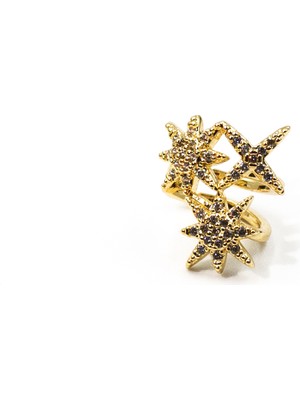 Sose Moda Zirkon Taşlı Kuzey Yıldızı Earcuff – Gold, Sıkıştırmalı, Anti Alerjik Kıkırdak Küpe