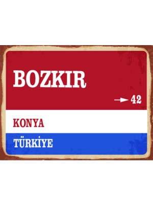 BiveSa Konya Ili Bozkır Ilçesi  Retro Ahşap Sokak Tabelası