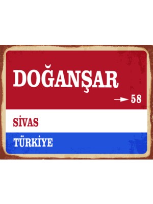 BiveSa Sivas Ili Doğanşar Ilçesi  Retro Ahşap Sokak Tabelası