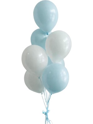 Patladı Gitti 12 Inç Mavi Beyaz Balon 10 Adet