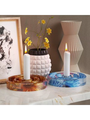 Craftto Dairesel Şamdan Mumluk Silikon Kalıbı