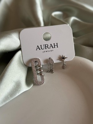 Aurah Silver Üçlü Küpe