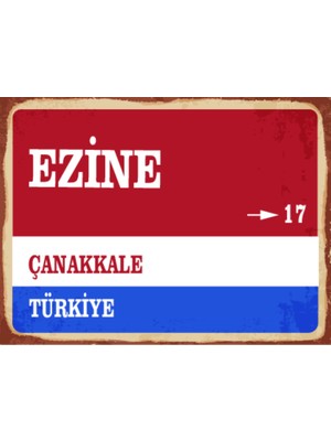 BiveSa Çanakkale Ili Ezine Ilçesi  Retro Ahşap Sokak Tabelası